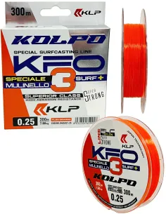 Kolpo KFO FLUÒ ORANGE 300 m – Monofilo Surfcasting Fluorescente ad Alte Prestazioni Fili Conici Kolpo