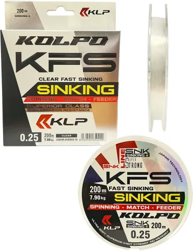 Kolpo KFS CLEAR 200 m – Filo da Pesca Affondante Trasparente per Spinning, Inglese, Method e Feeder Fili Affondanti Kolpo