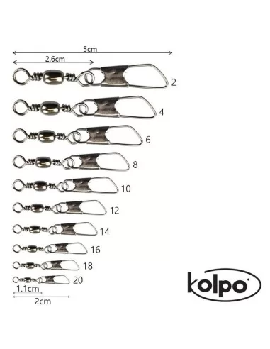 Kolpo Girelle Pesca Barilotto con Moschettone 12 pz Minuteria Kolpo