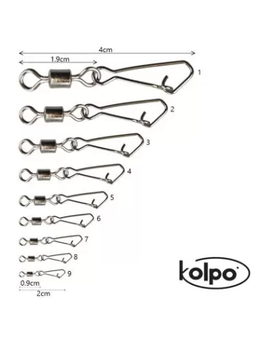Kolpo Girelle Rolling con Moschettone da Pesca 12pz Minuteria Kolpo