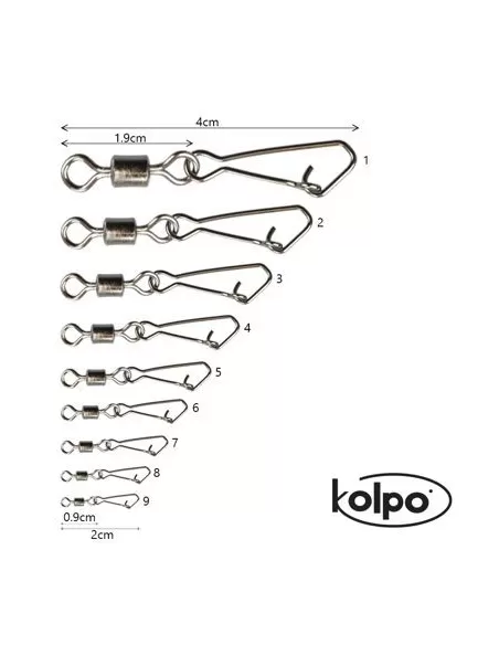 Kolpo Girelle Rolling con Moschettone da Pesca 12pz Minuteria Kolpo