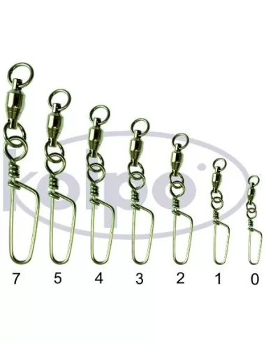Girelle da Pesca Kolpo Con Cuscinetti e Moschettone Nichel 5pz Minuteria Kolpo