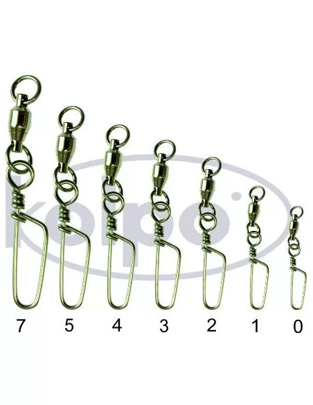 Girelle da Pesca Kolpo Con Cuscinetti e Moschettone Nichel 5pz Minuteria Kolpo